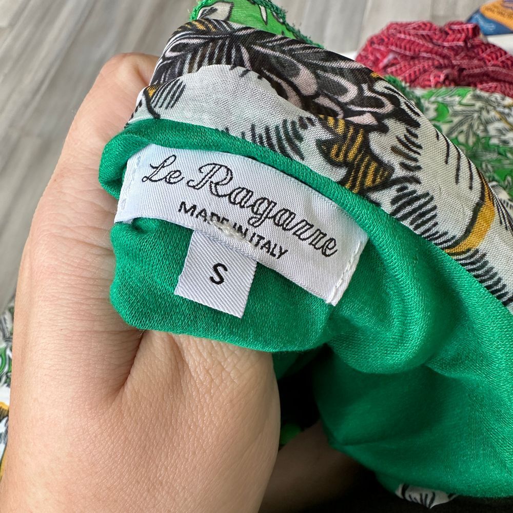 Le Ragazze Silk Blend Maxi Dress Womens S Floral Green VNeck Flutter Sleeve - Picture 6 of 7